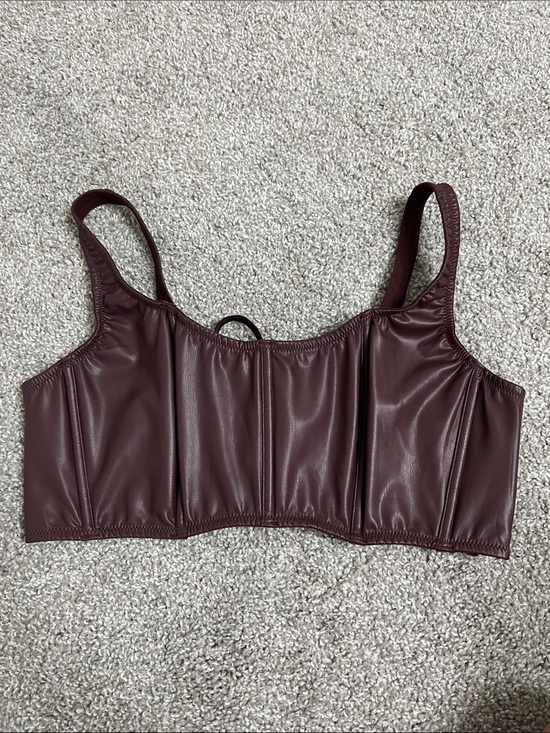 Victoria's Secret Tops - Victoria's Secret Lace-Up Leather Bralette in Wine